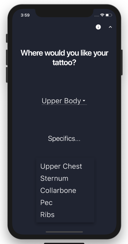 Placement on the body with particular terms desired