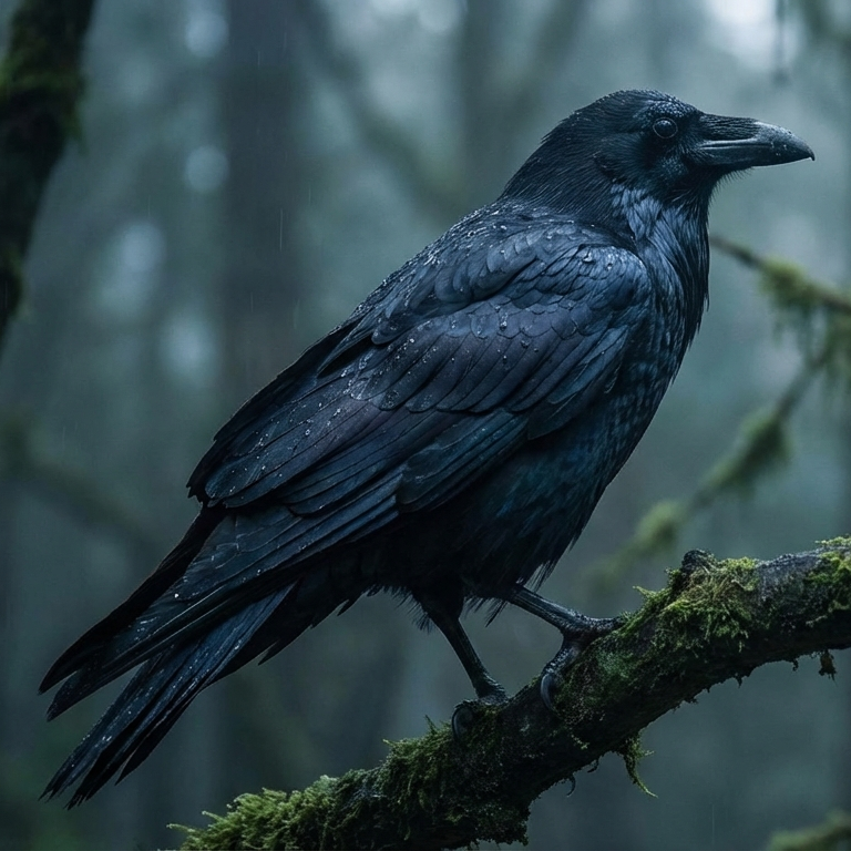 Image generated from the 2-word description 'Dark bird.'