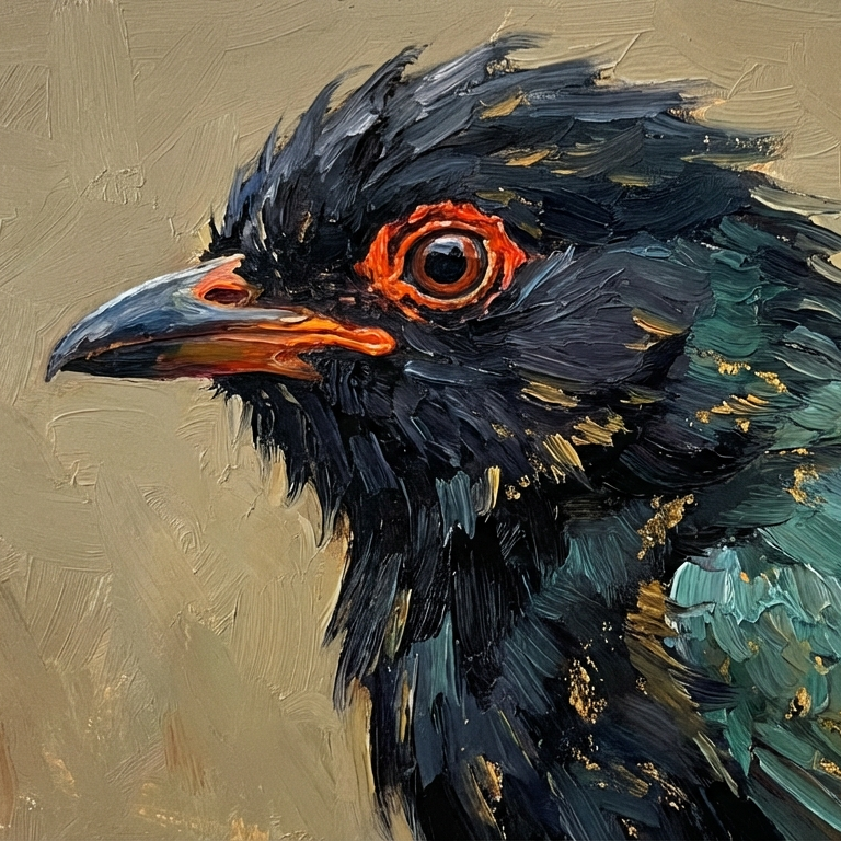 Image generated from a 64-word description of the bird