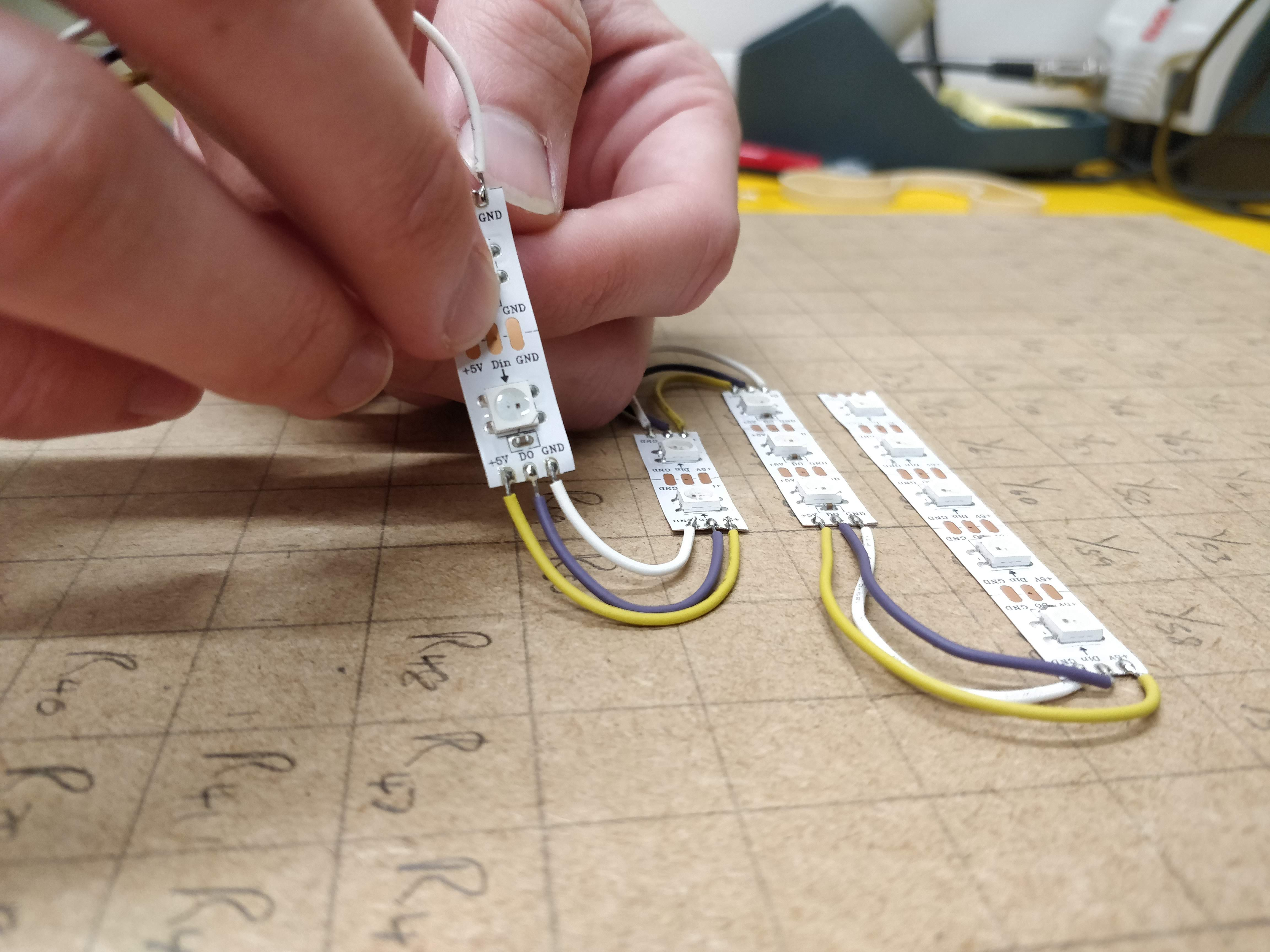 Strip placement with hand-soldered write curves