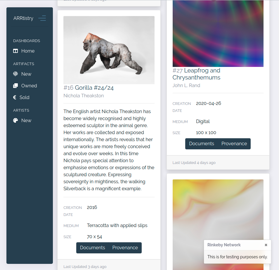 Sculpture by Nichola Theakston tokenized and linked to a real-world asset