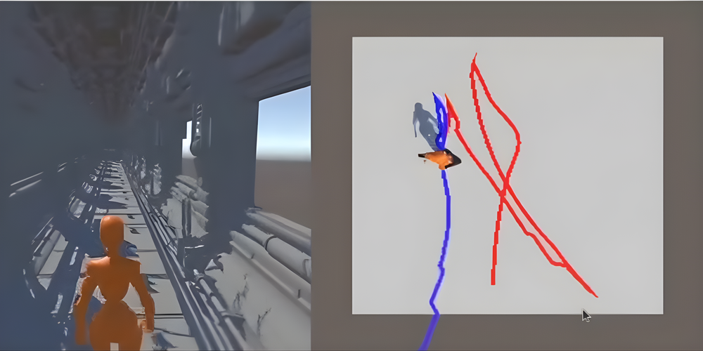 2-1 Spin used to continue a 21m straight-line path despite a 7x7 tracking space