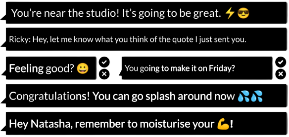 Clever contextualised, human notifications with one-click actions.